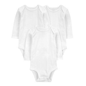 Carter's Child of Mine Baby Unisex Long Sleeve Bodysuits, 3-Pack Size NB